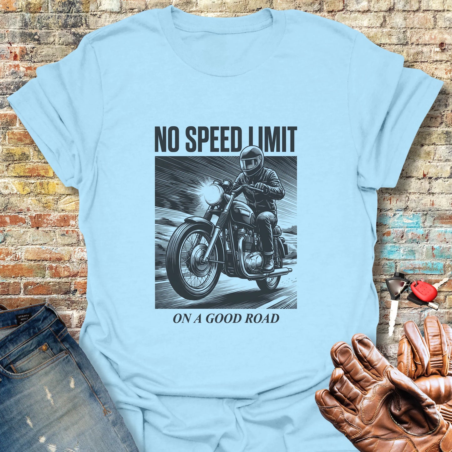 No Speed Limit T-Shirt - Light Blue