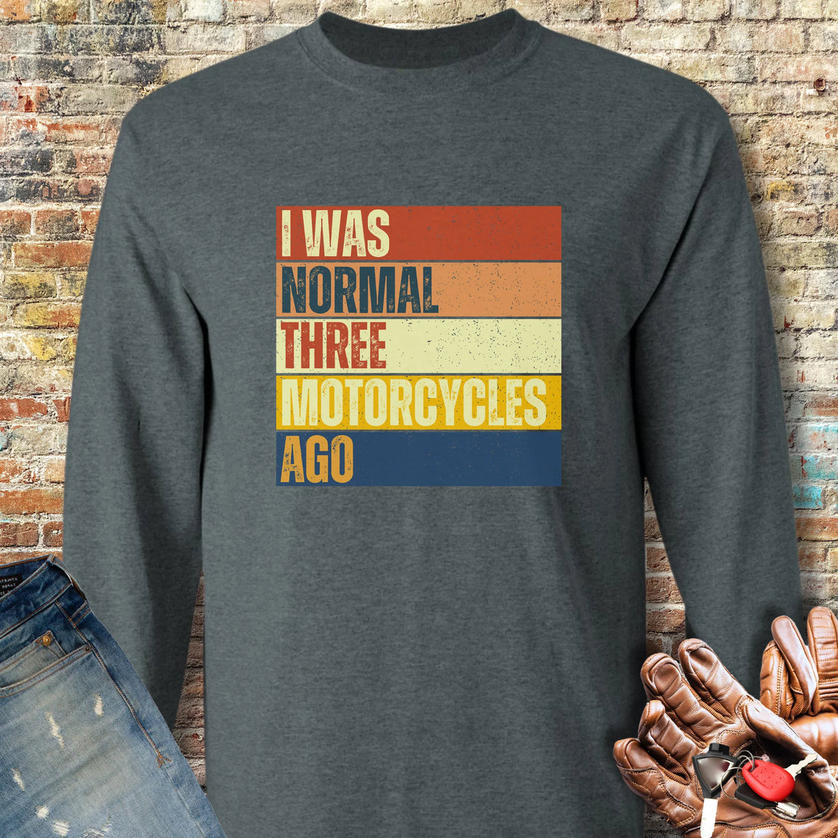 Normal (Block) Long Sleeve T-Shirt - Dark Heather