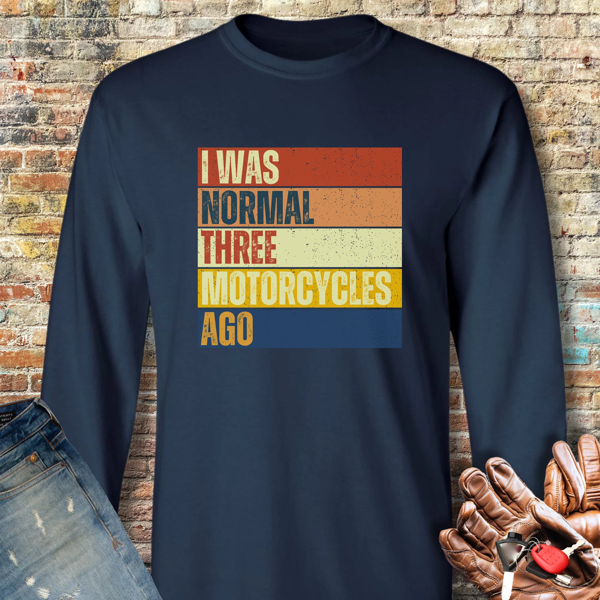 Normal (Block) Long Sleeve T-Shirt - Navy