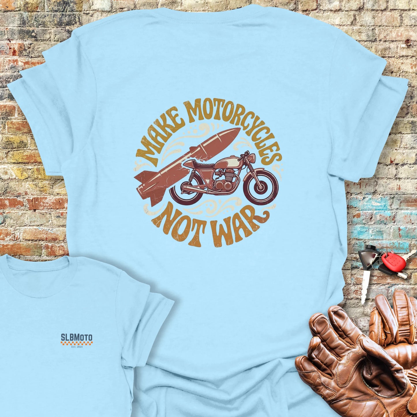 Not War Back Print T-Shirt - Light Blue