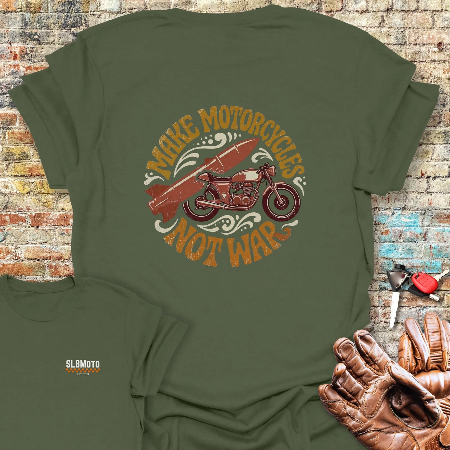 Not War Back Print T-Shirt - Military Green