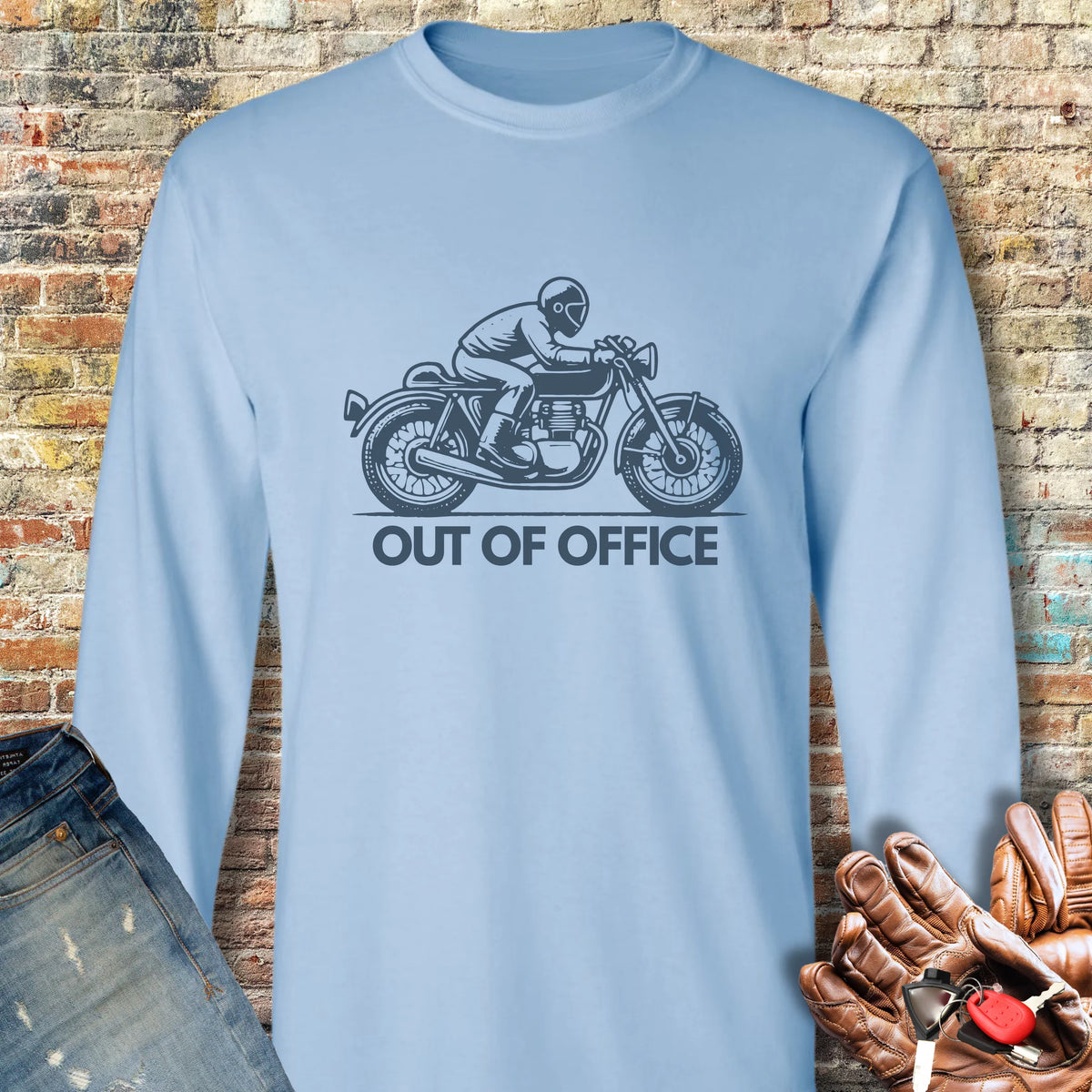 OOO Classic Long Sleeve T-Shirt - Light Blue