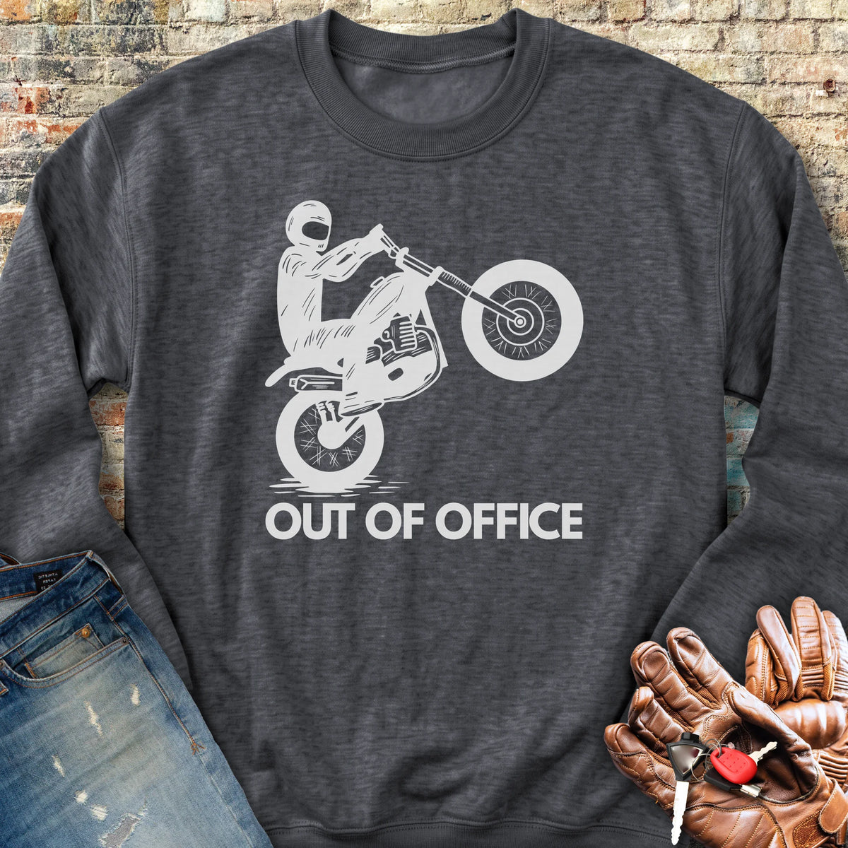OOO Wheelie Sweatshirt - Dark Heather