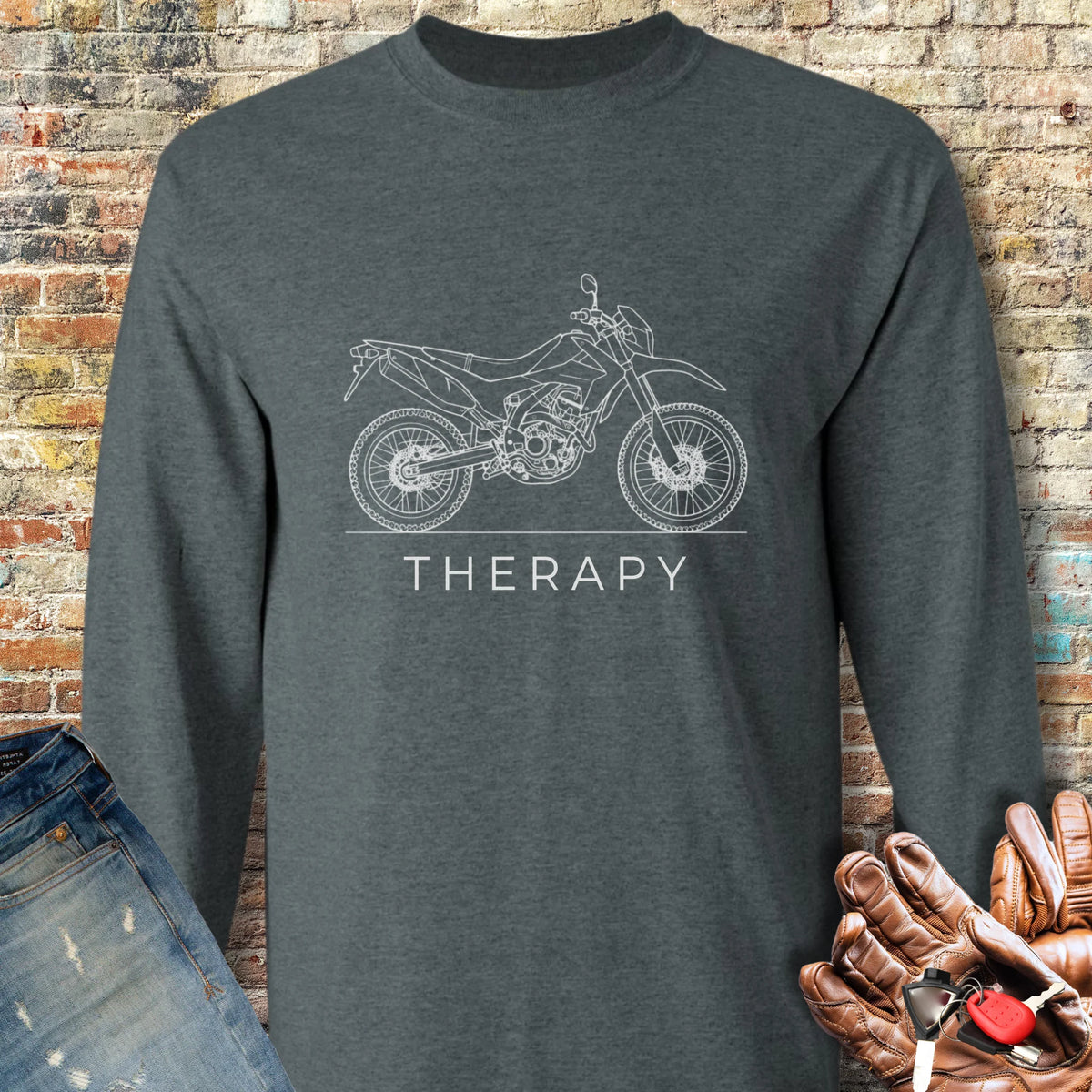 Off-Road Therapy Long Sleeve T-Shirt - Dark Heather