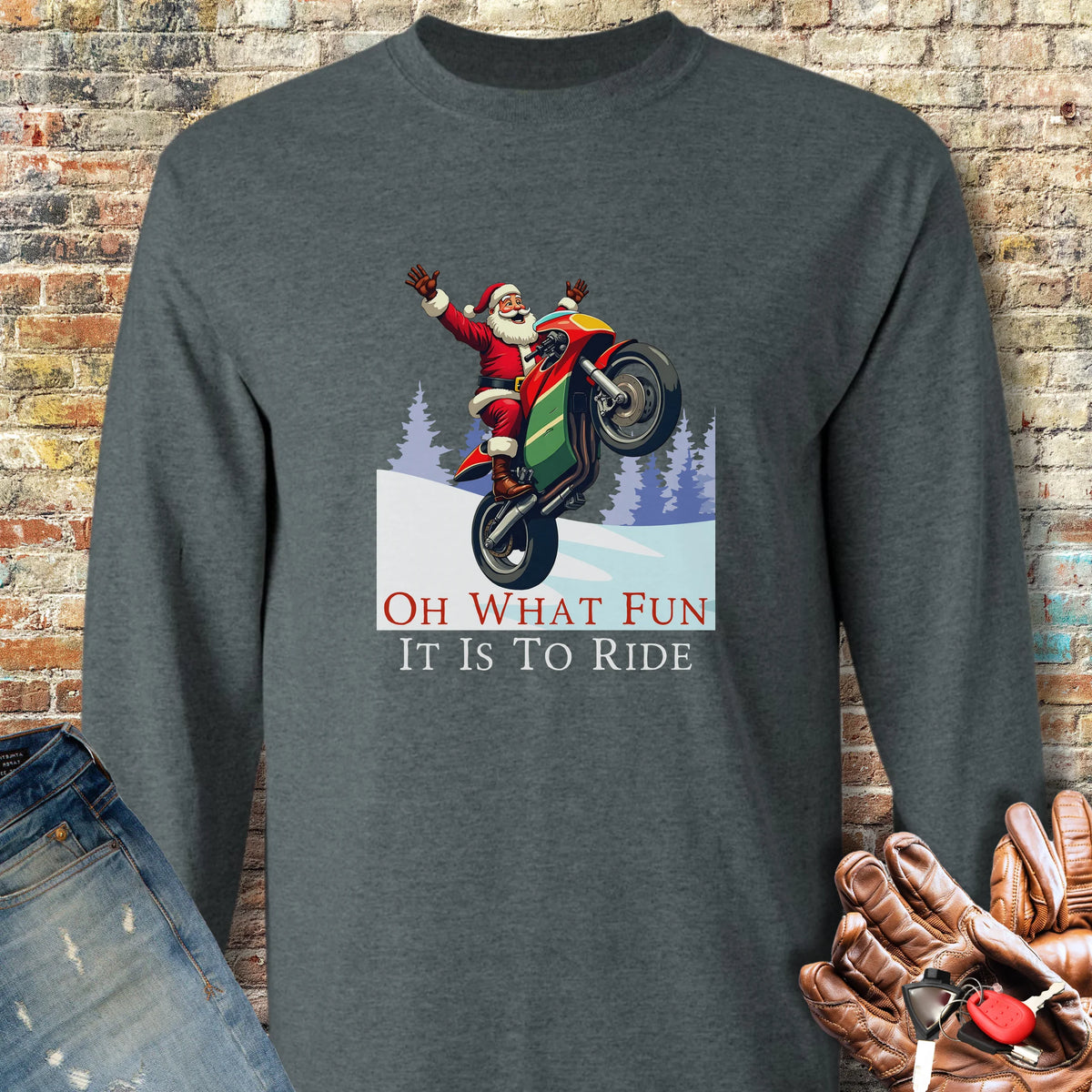 Oh What Fun Long Sleeve T-Shirt - Dark Heather