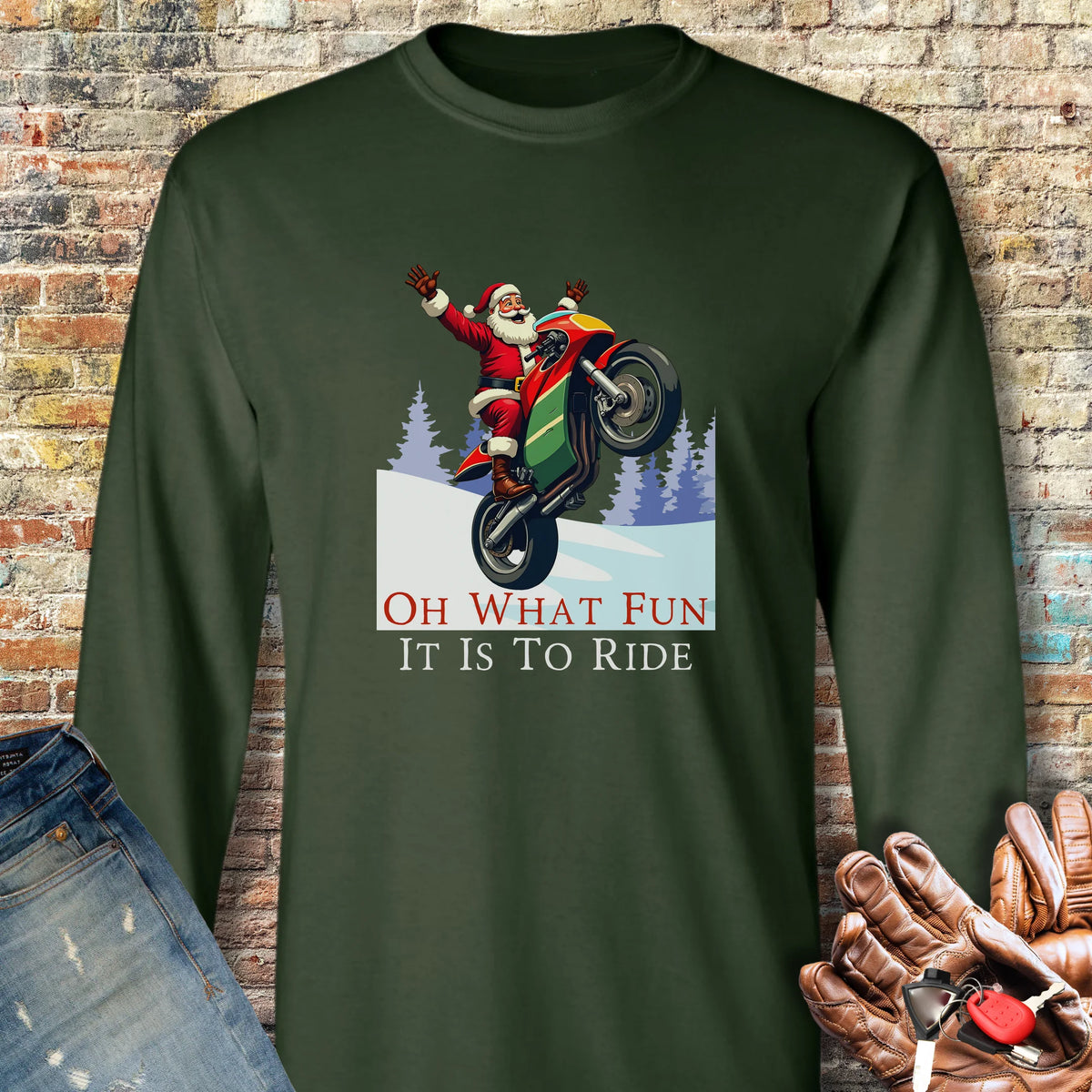 Oh What Fun Long Sleeve T-Shirt - Forest Green