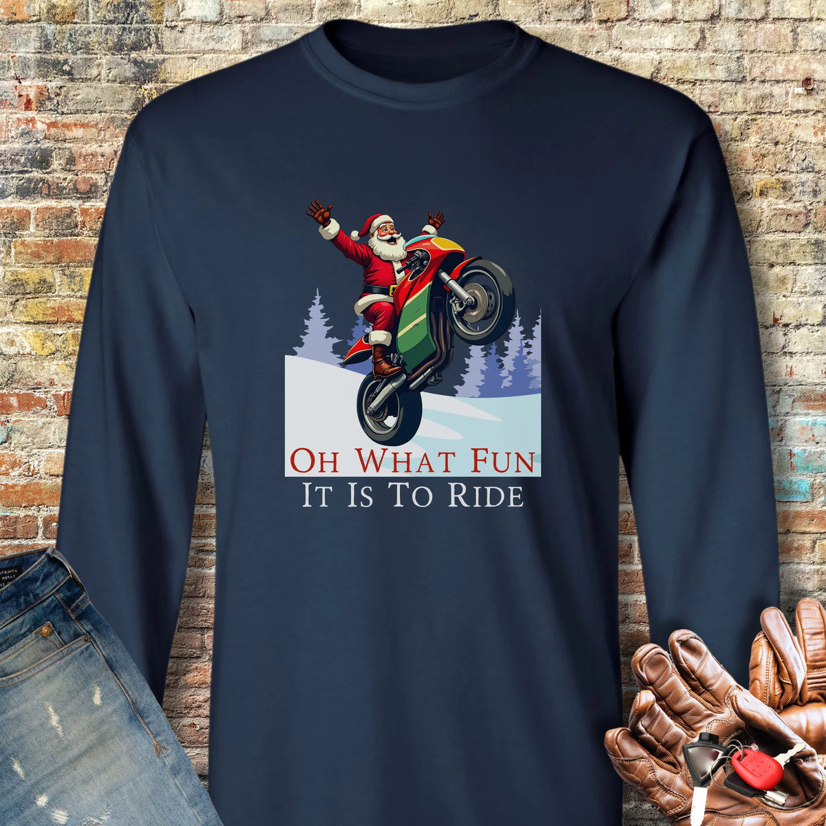Oh What Fun Long Sleeve T-Shirt - Navy