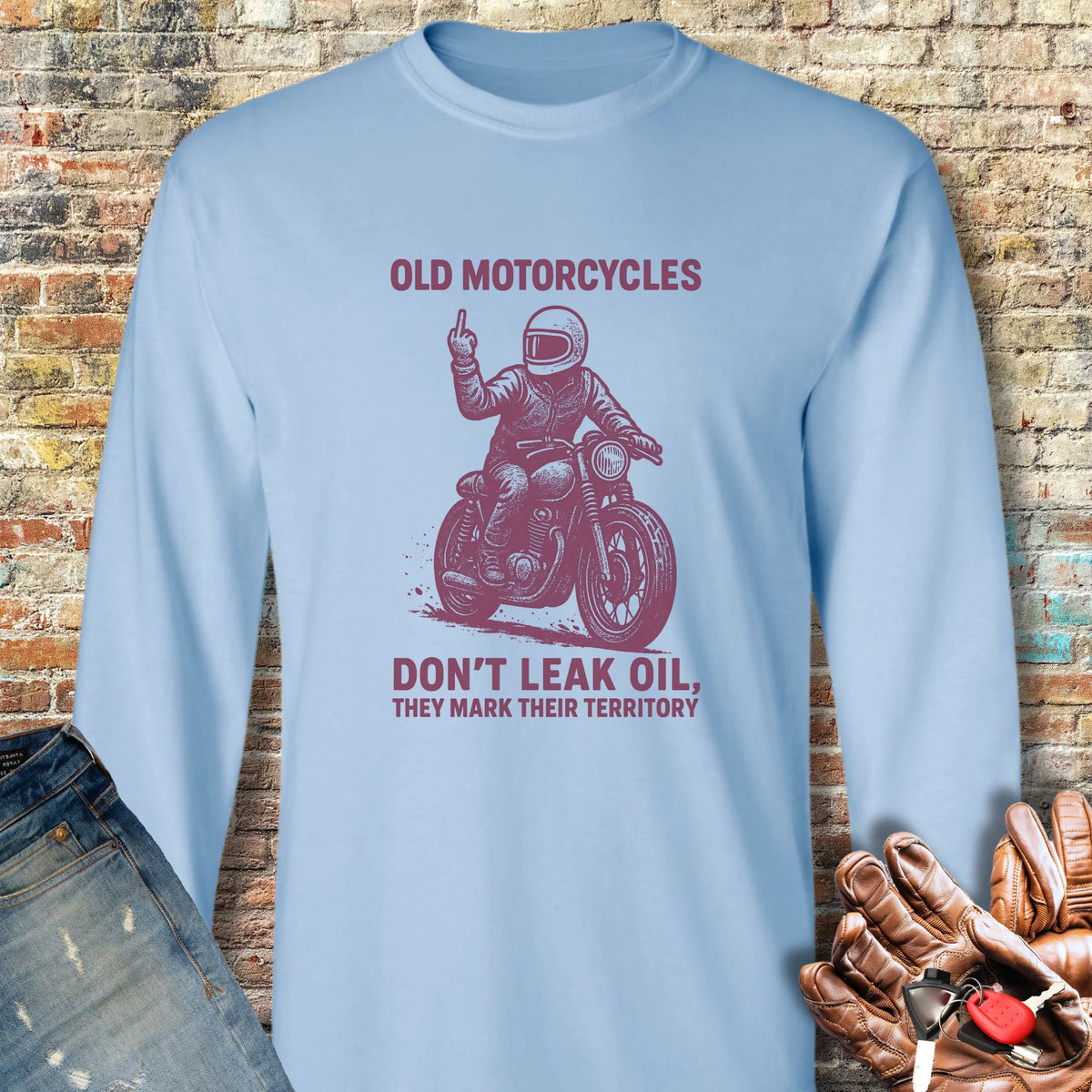Oil Leak Long Sleeve T-Shirt - Light Blue