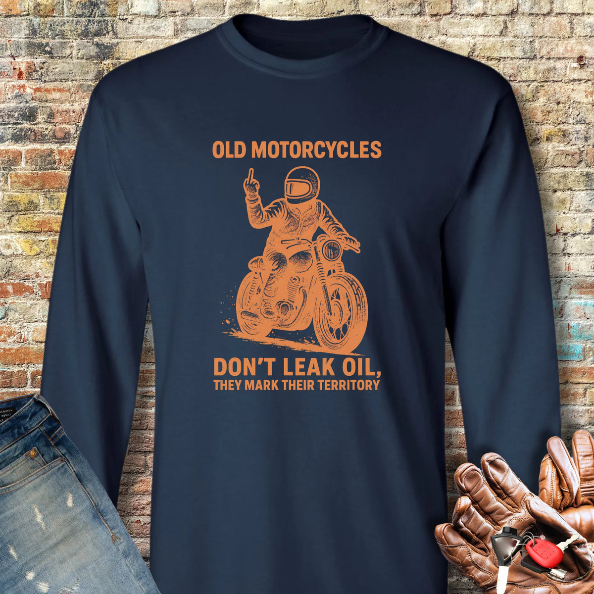 Oil Leak Long Sleeve T-Shirt - Navy