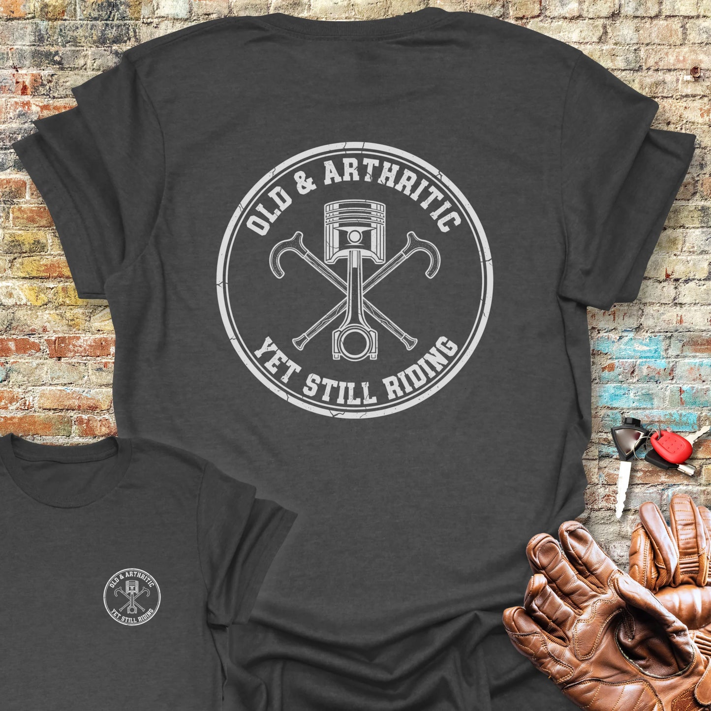 Old Badge Back Print T-Shirt - Dark Heather