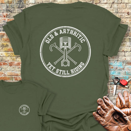 Old Badge Back Print T-Shirt - Military Green