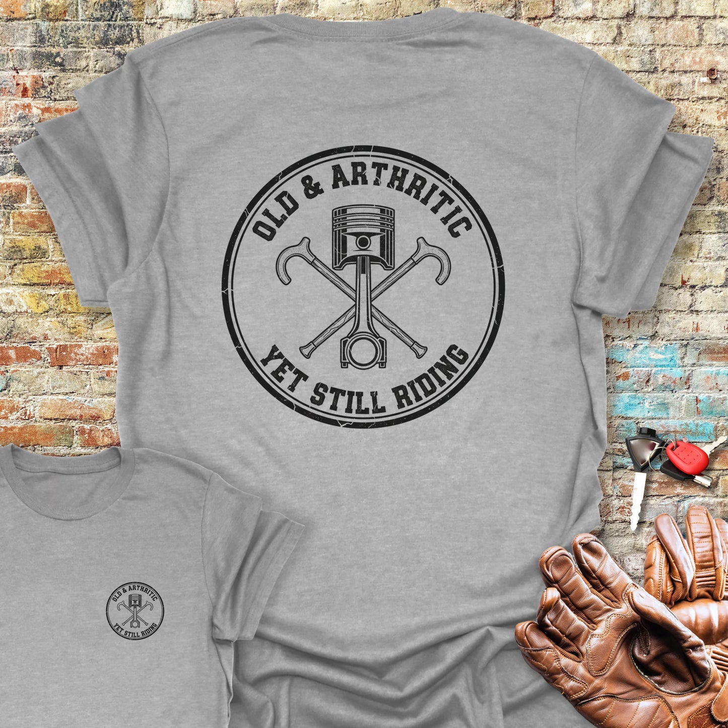 Old Badge Back Print T-Shirt - Sport Grey