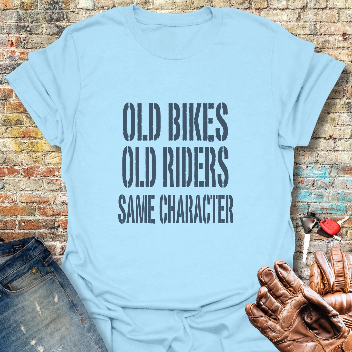 Old Bikes Old Riders T-Shirt - Light Blue