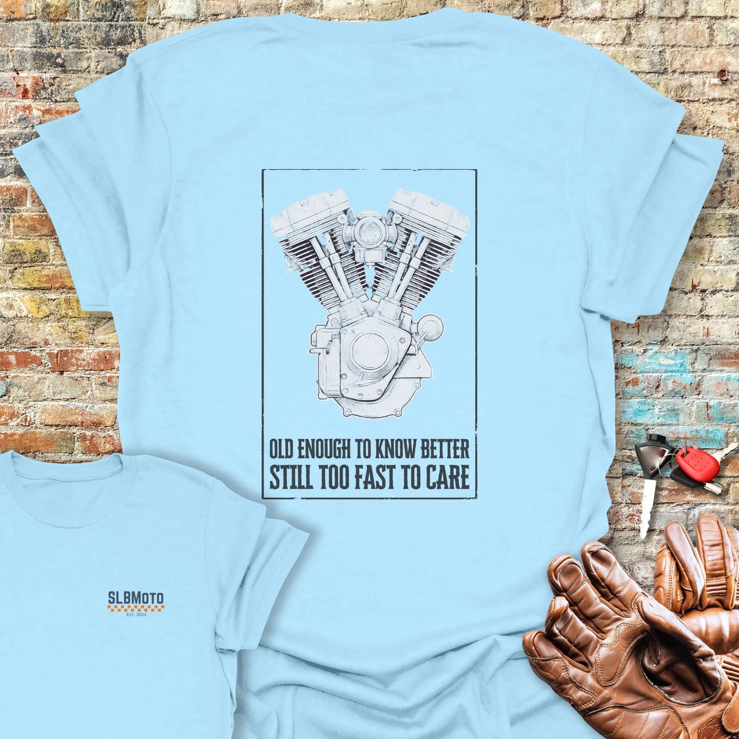 Old Enough Back Print T-Shirt - Light Blue