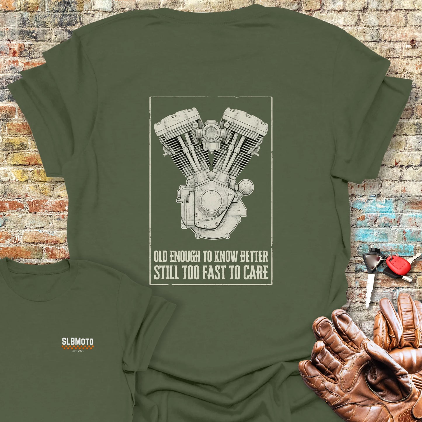 Old Enough Back Print T-Shirt - Military Green