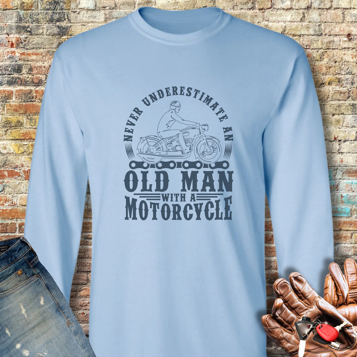 Old Man Long Sleeve T-Shirt - Light Blue