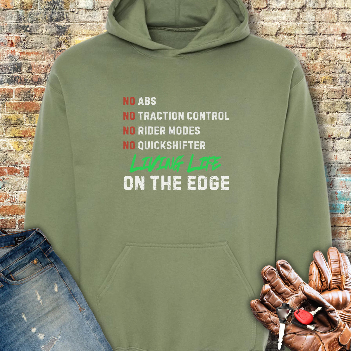 On The Edge Hoodie - Military Green