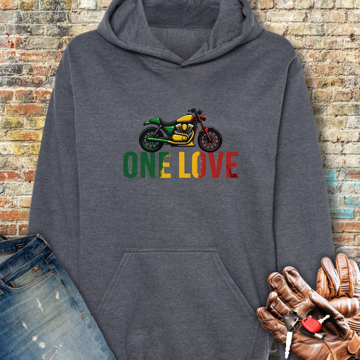 One Love Hoodie - Dark Heather