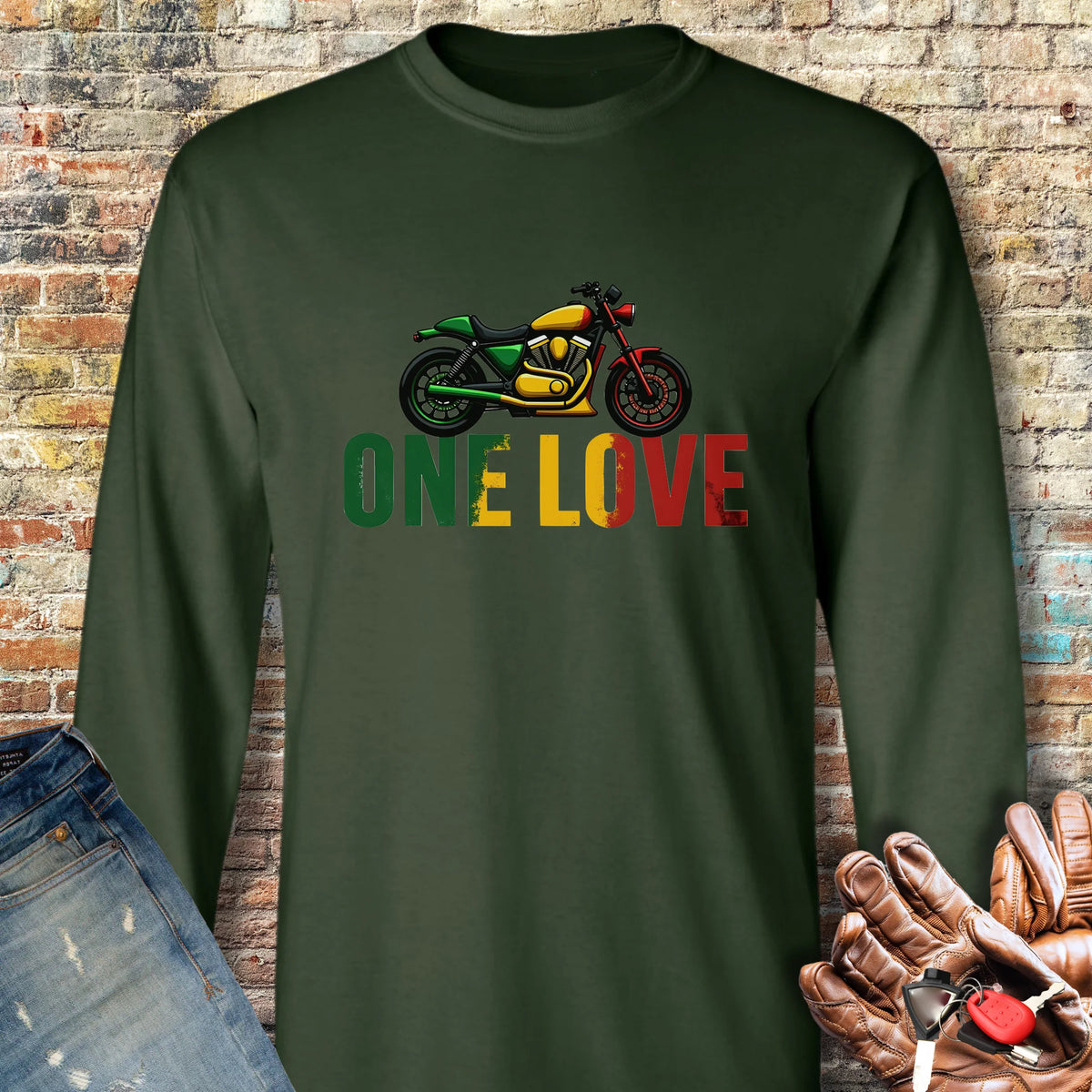 One Love Long Sleeve T-Shirt - Forest Green