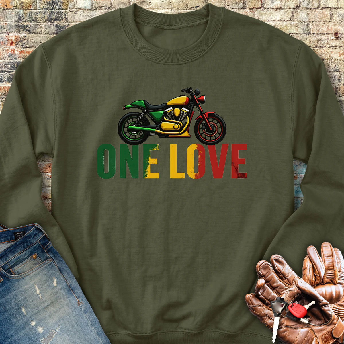 One Love Sweatshirt - Military Green
