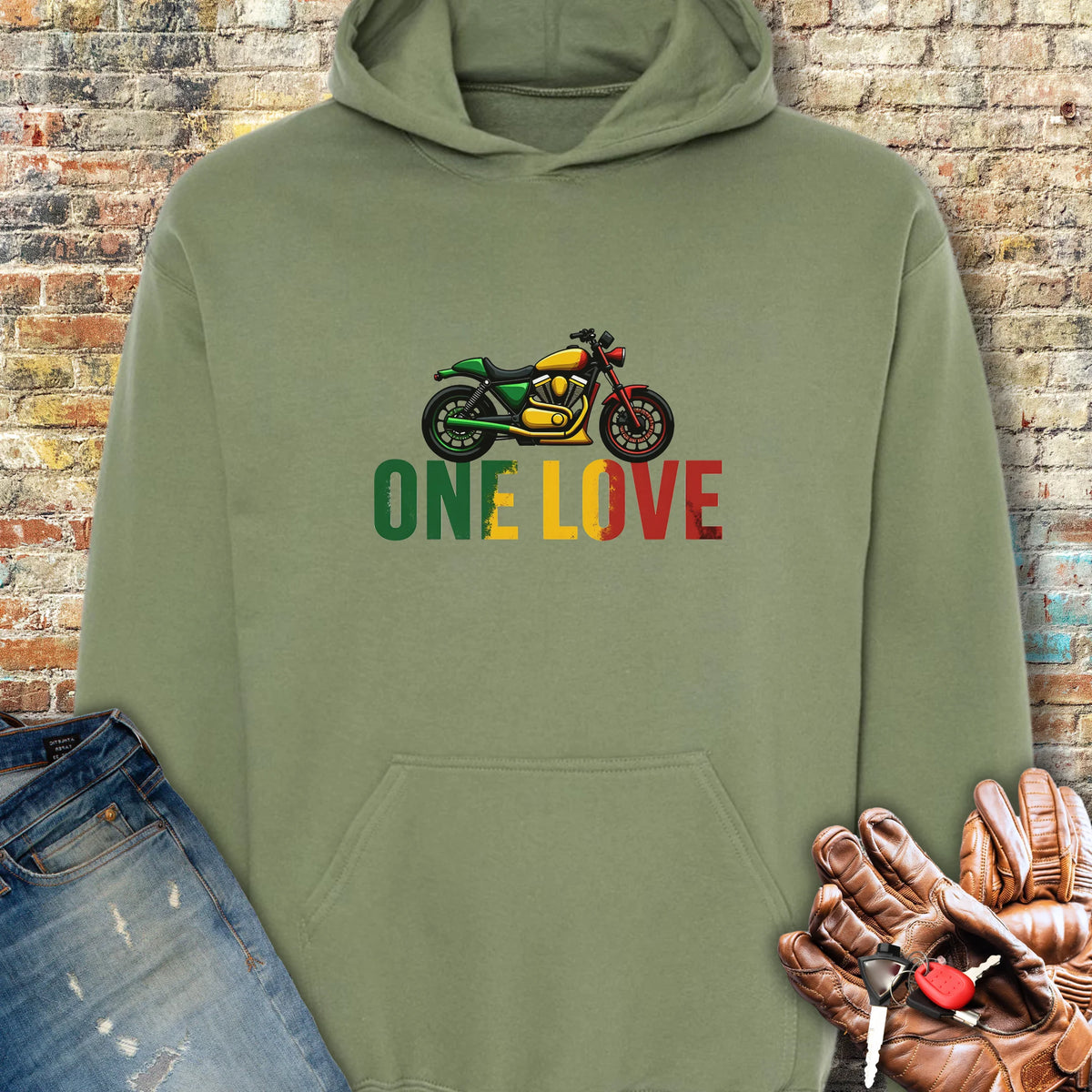One Love Hoodie - Military Green