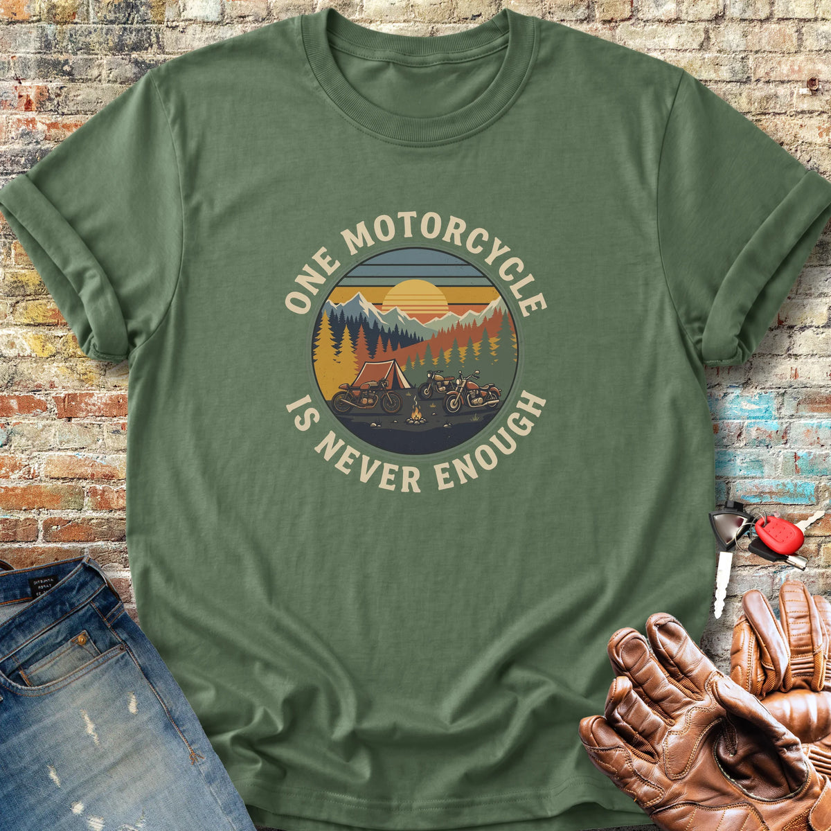 One Motorcycle Campfire Classic T-Shirt - Military Green