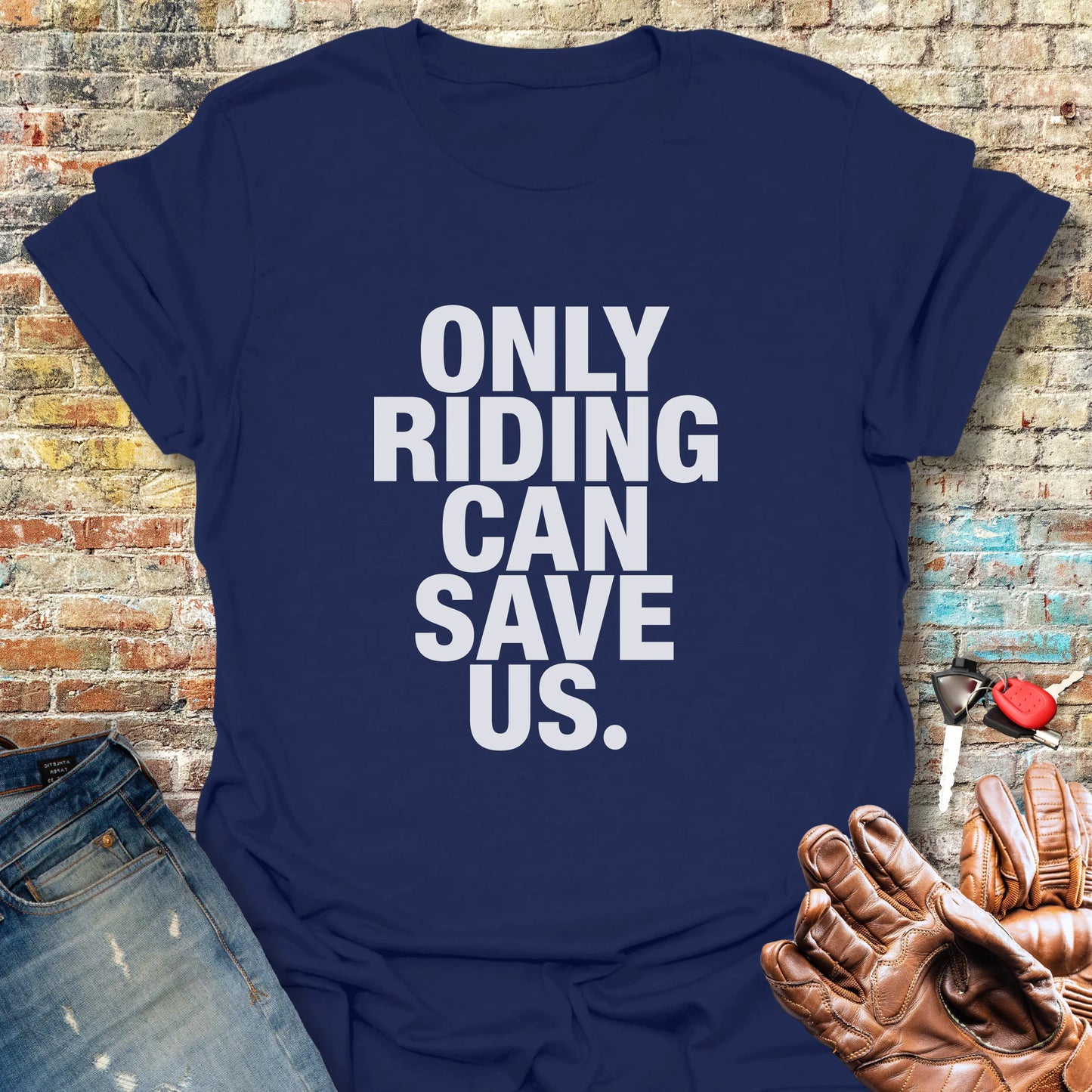 Only Riding Can Save Us T-Shirt - Navy