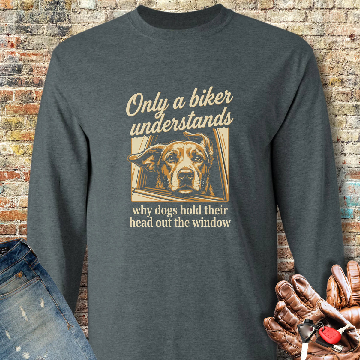 Out The Window Long Sleeve T-Shirt - Dark Heather