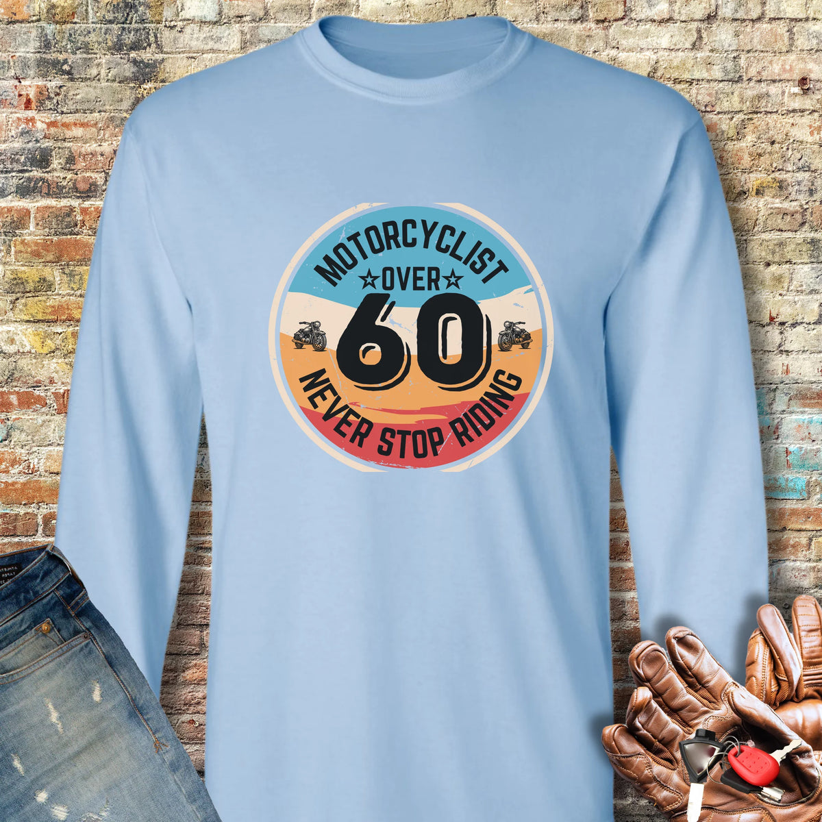 Over 60 Long Sleeve T-Shirt - Light Blue