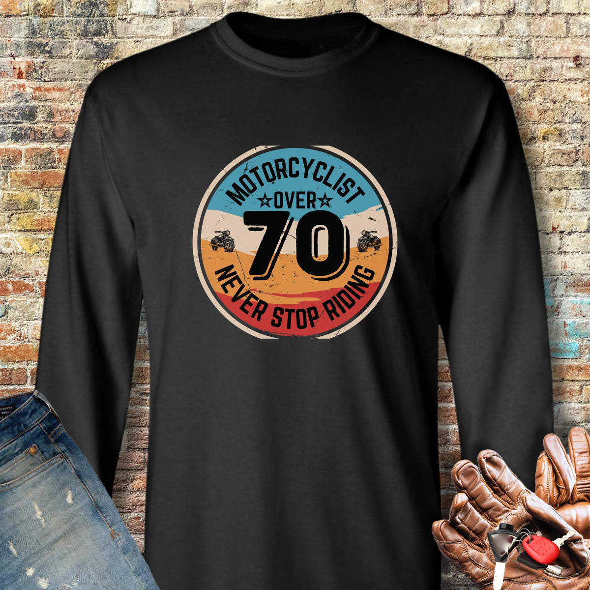 Over 70 Long Sleeve T-Shirt - Black
