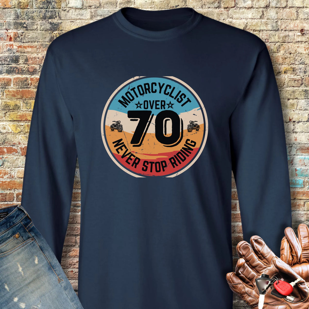 Over 70 Long Sleeve T-Shirt - Navy