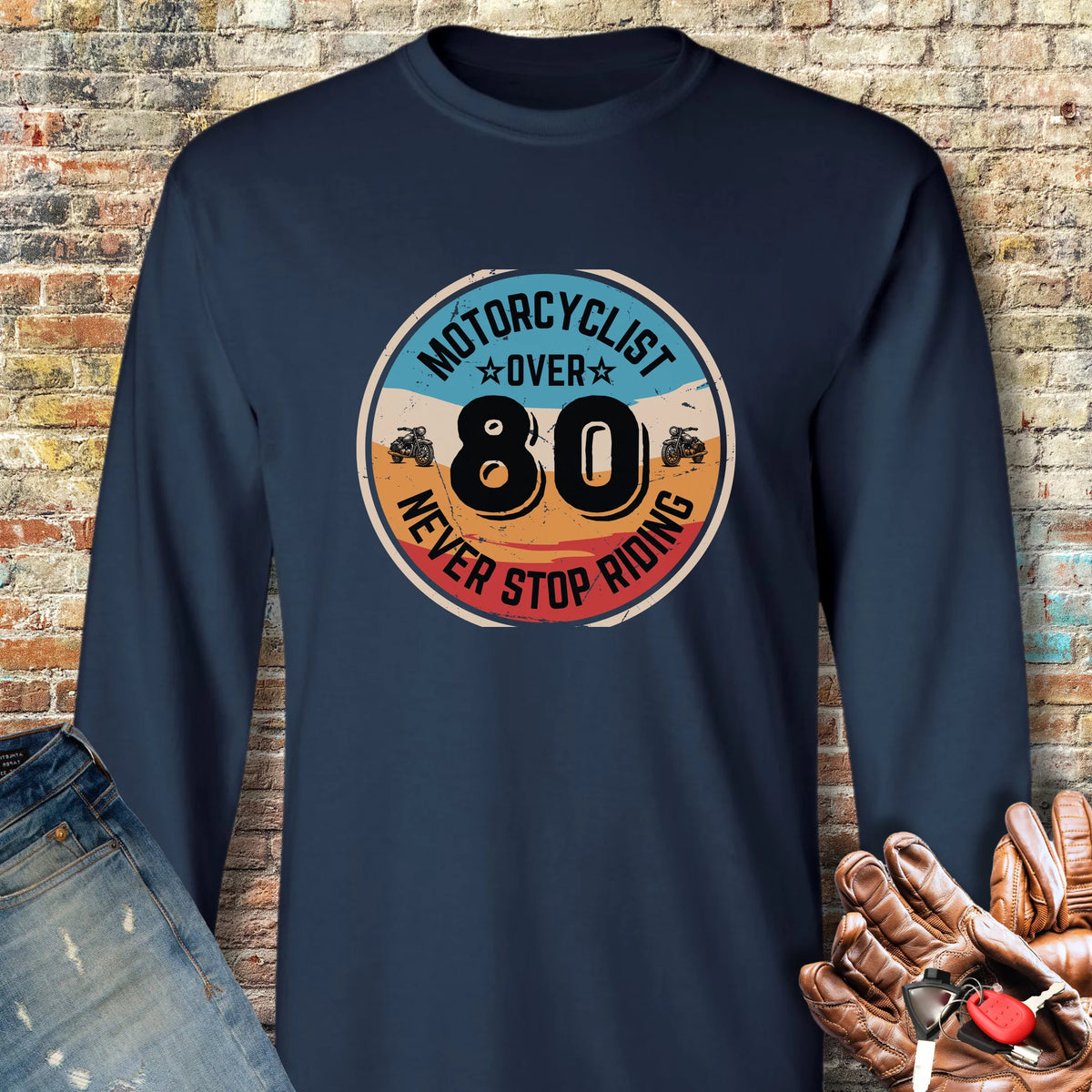 Over 80 Long Sleeve T-Shirt - Navy