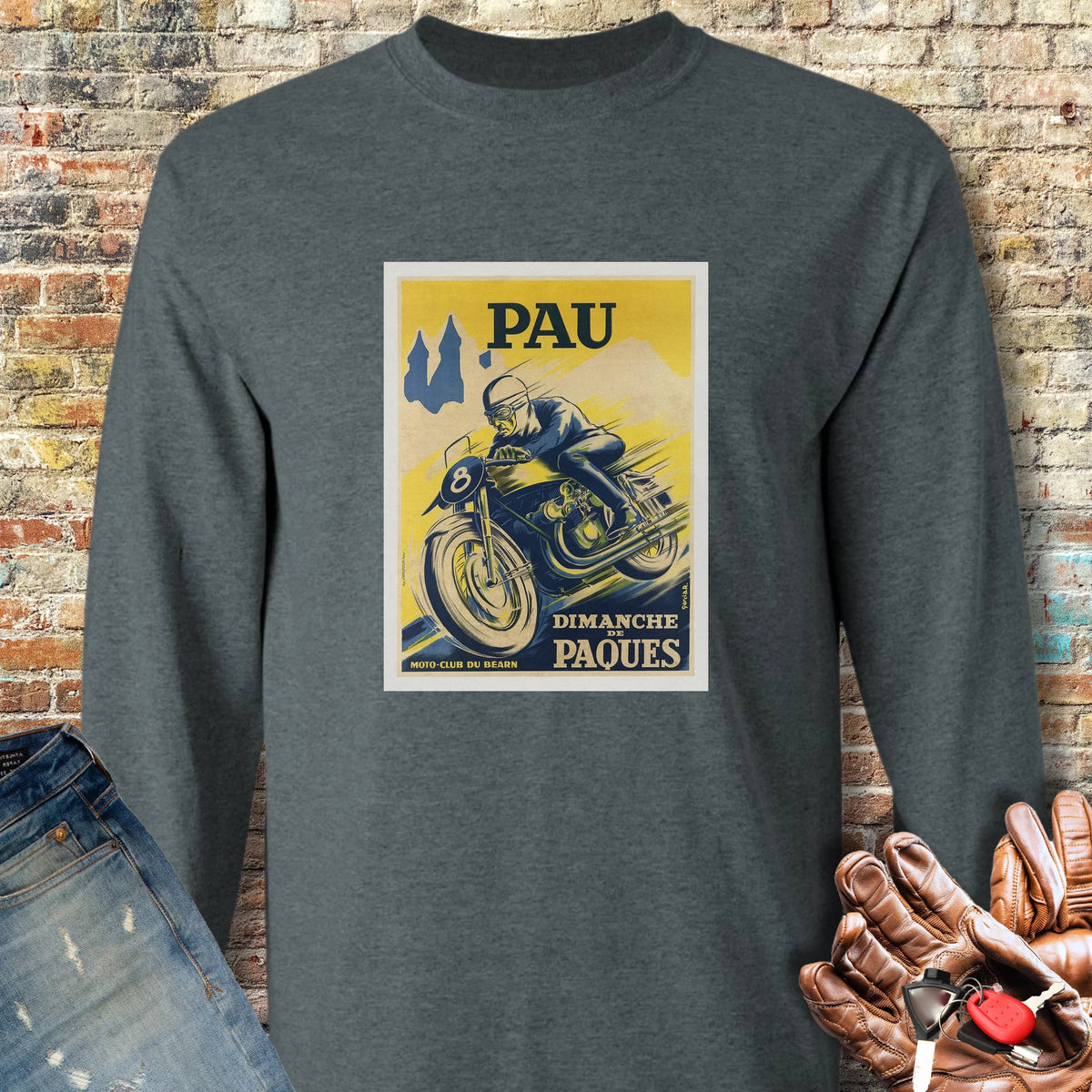 Pau Races Long Sleeve T-Shirt - Dark Heather