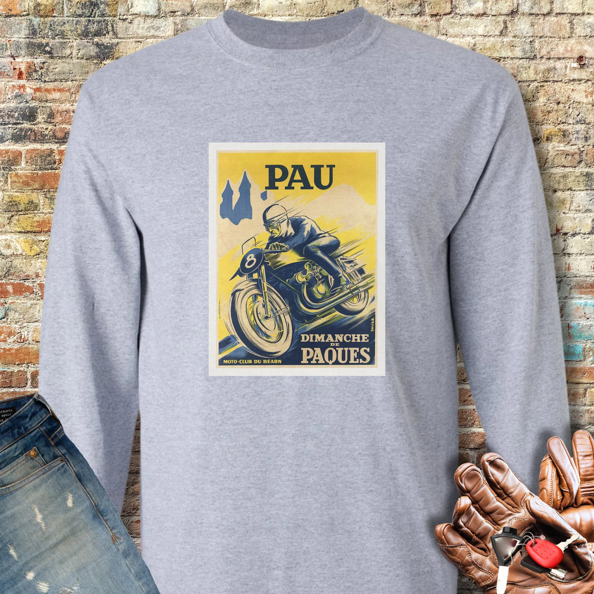 Pau Races Long Sleeve T-Shirt - Sport Grey