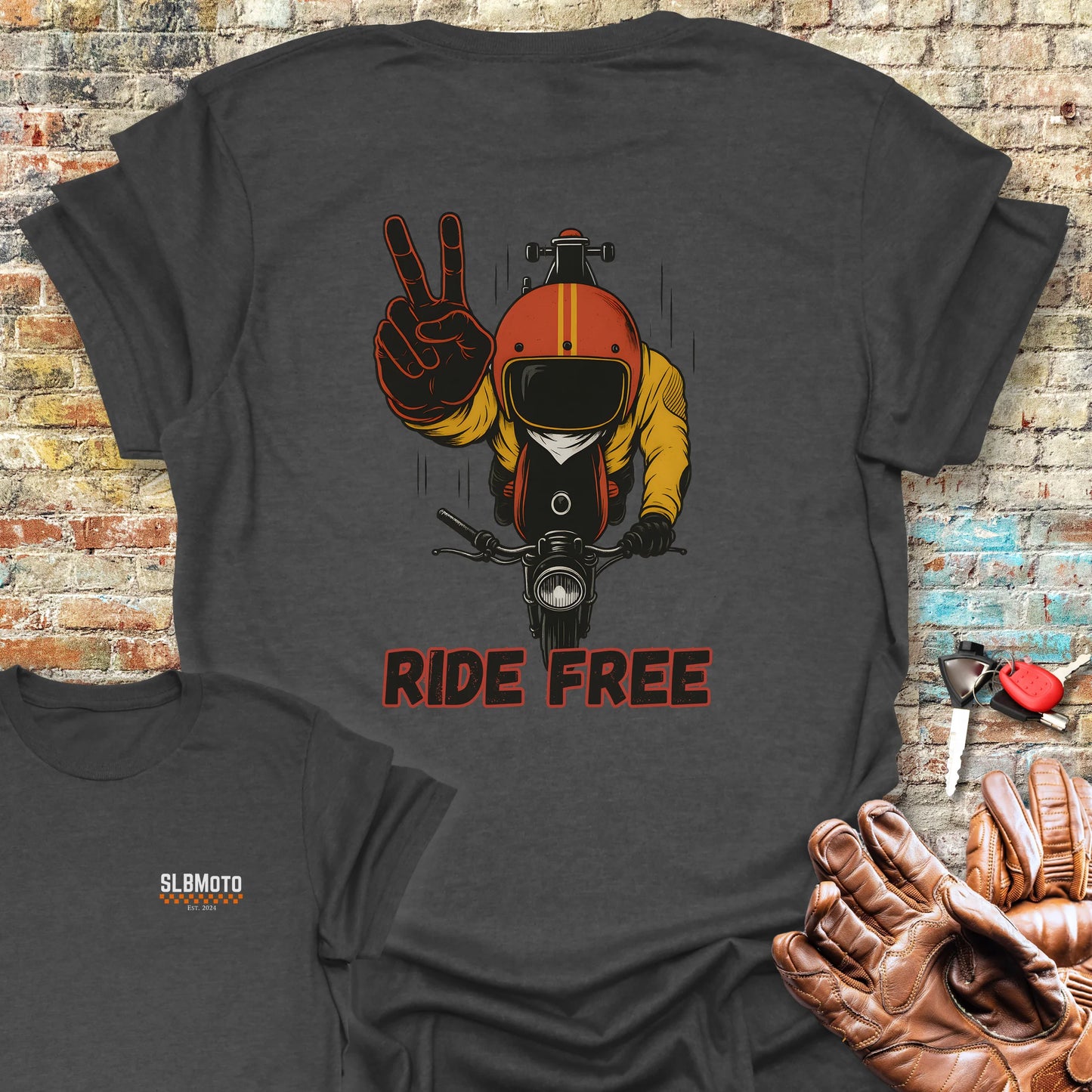 Peace Back Print T-Shirt - Dark Heather