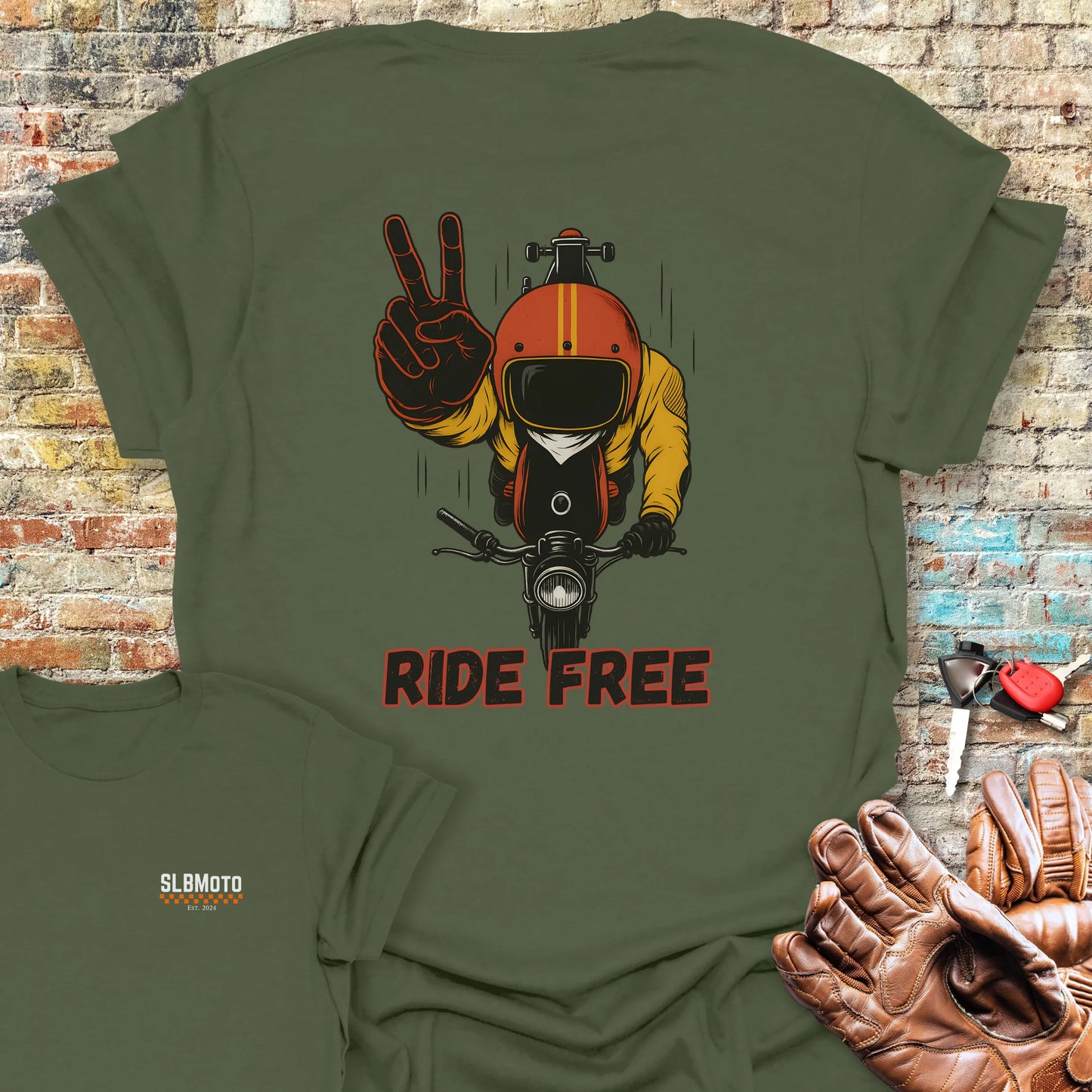 Peace Back Print T-Shirt - Military Green