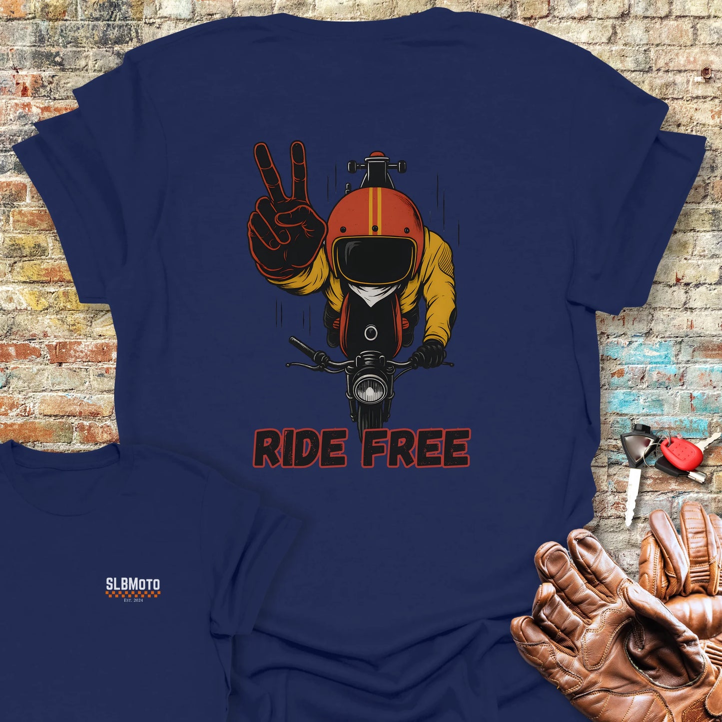 Peace Back Print T-Shirt - Navy