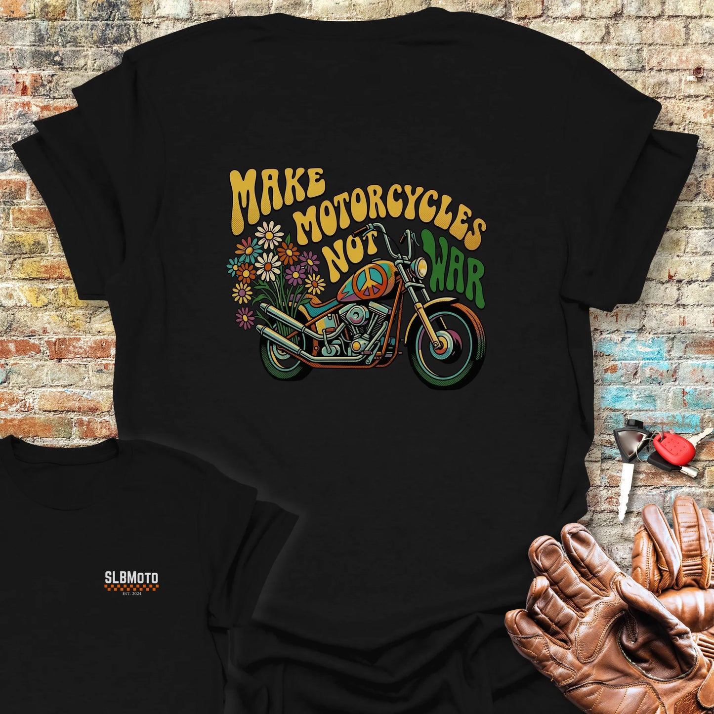 Peace Chopper Back Print T-Shirt - Black