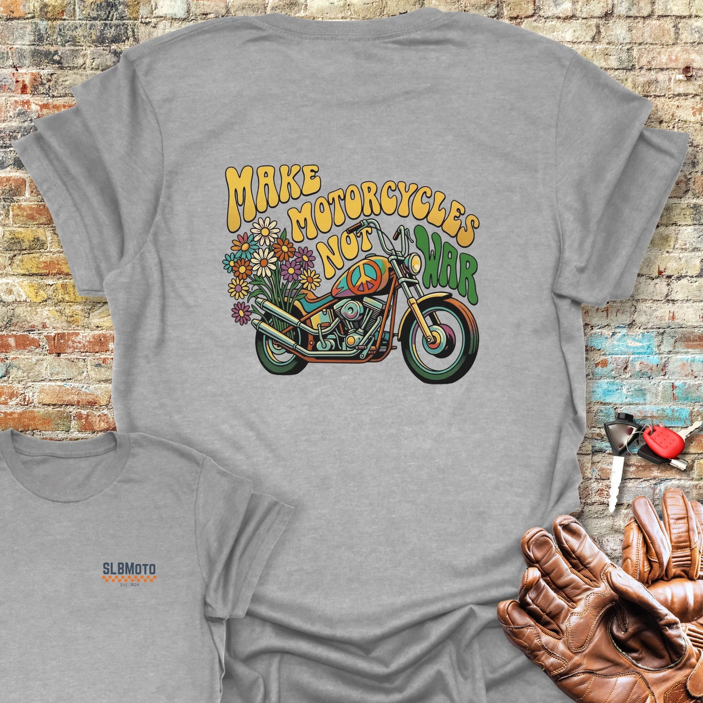 Peace Chopper Back Print T-Shirt - Sport Grey
