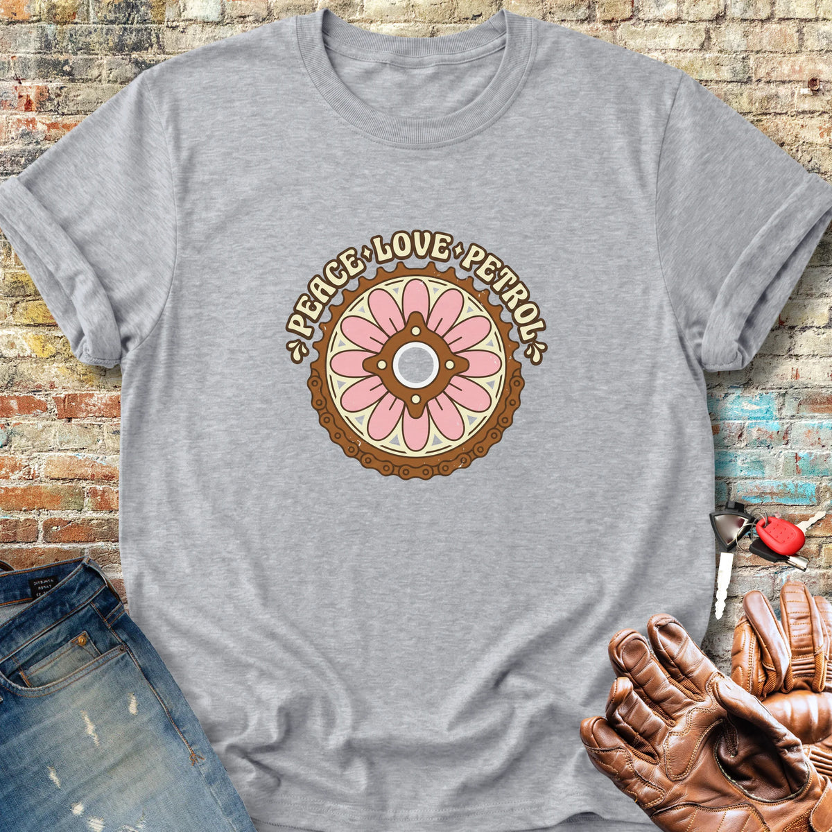 Peace Love Petrol Classic T-Shirt - Sport Grey