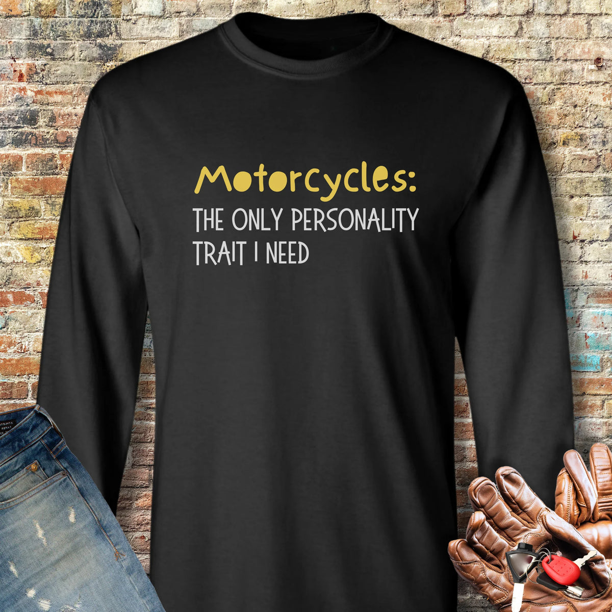 Personality Trait Long Sleeve T-Shirt - Black