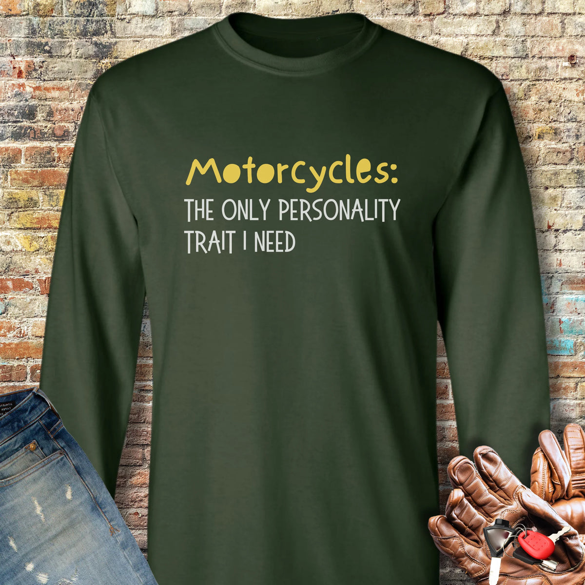 Personality Trait Long Sleeve T-Shirt - Forest Green