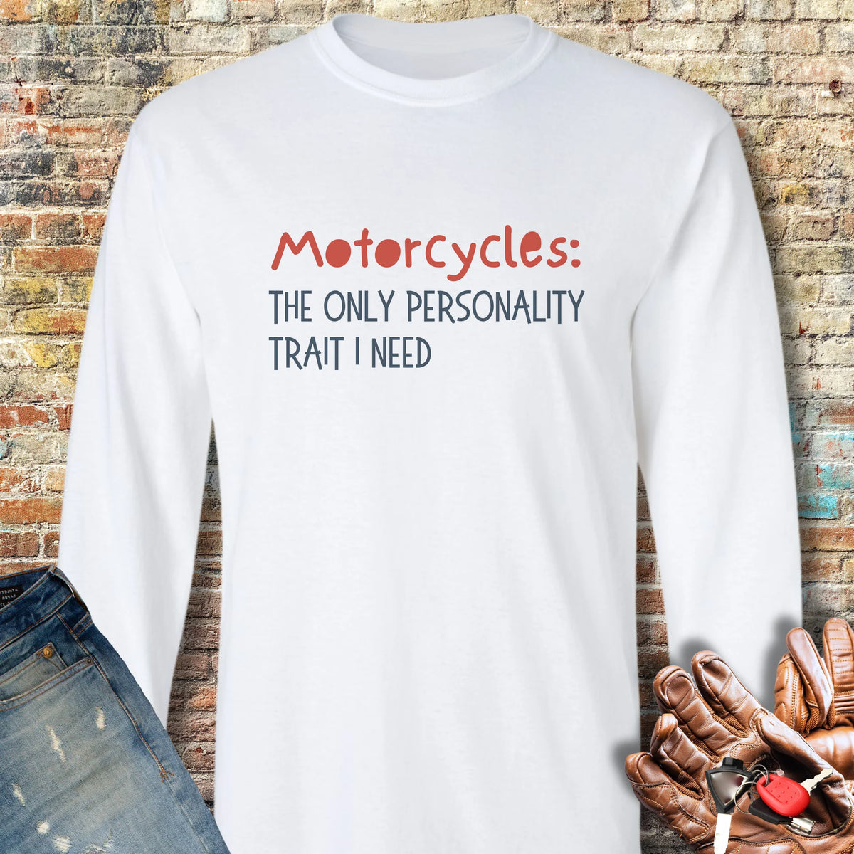 Personality Trait Long Sleeve T-Shirt - White