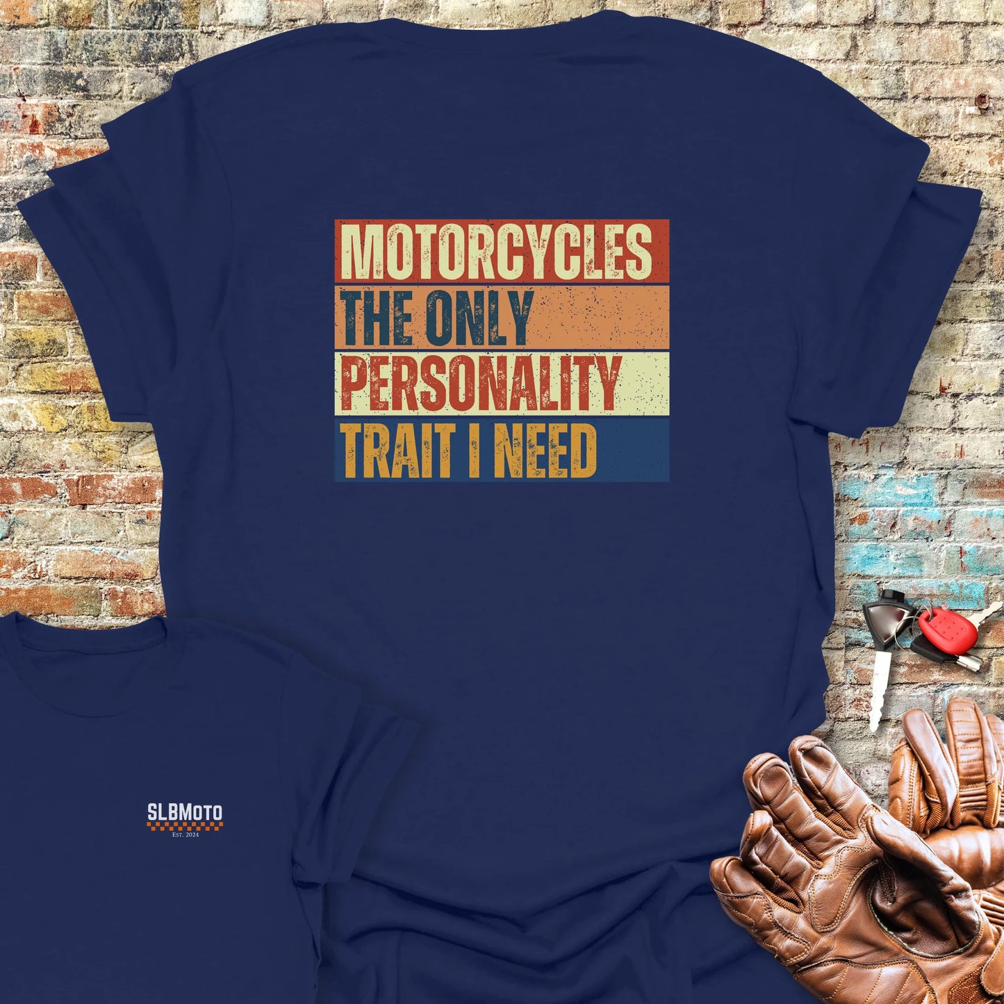 Personality Trait (Block) Back Print T-Shirt - Navy