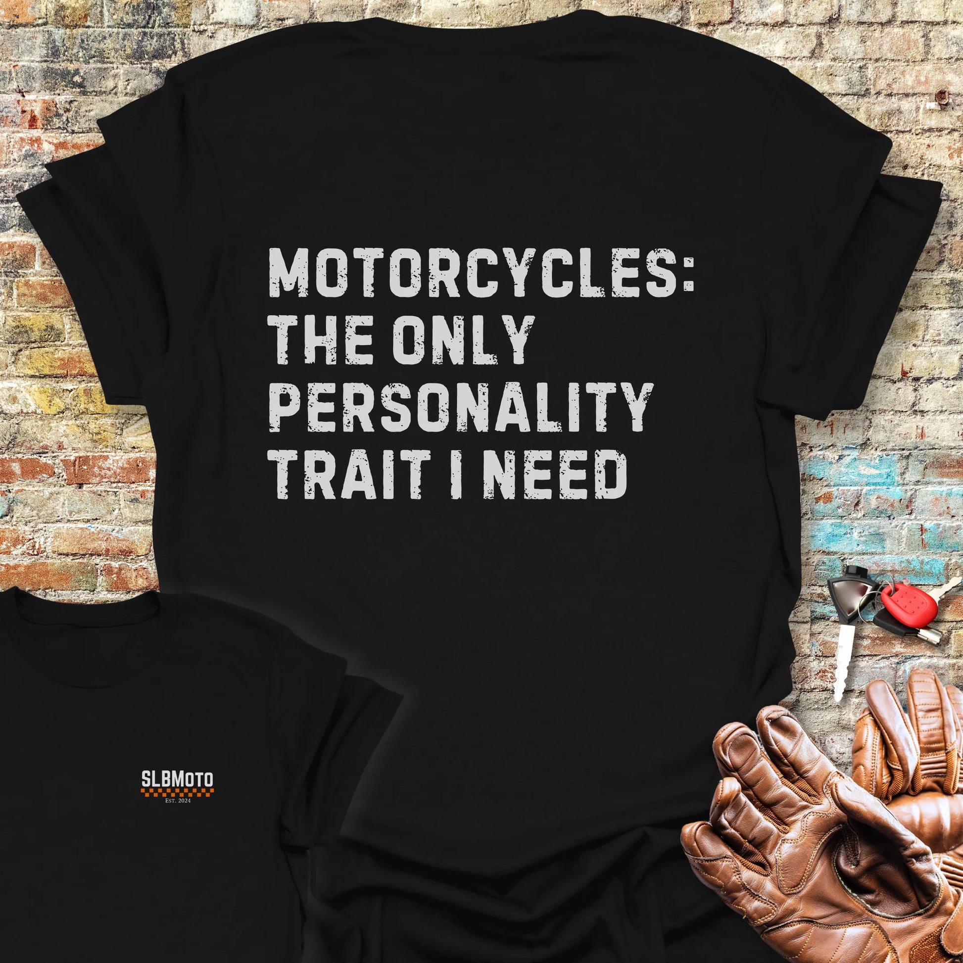 Personality Trait (Text) Back Print T-Shirt - Black