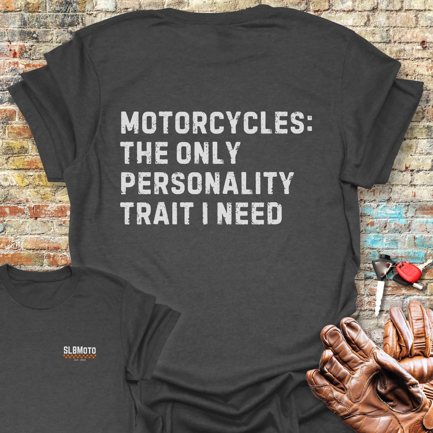 Personality Trait (Text) Back Print T-Shirt - Dark Heather
