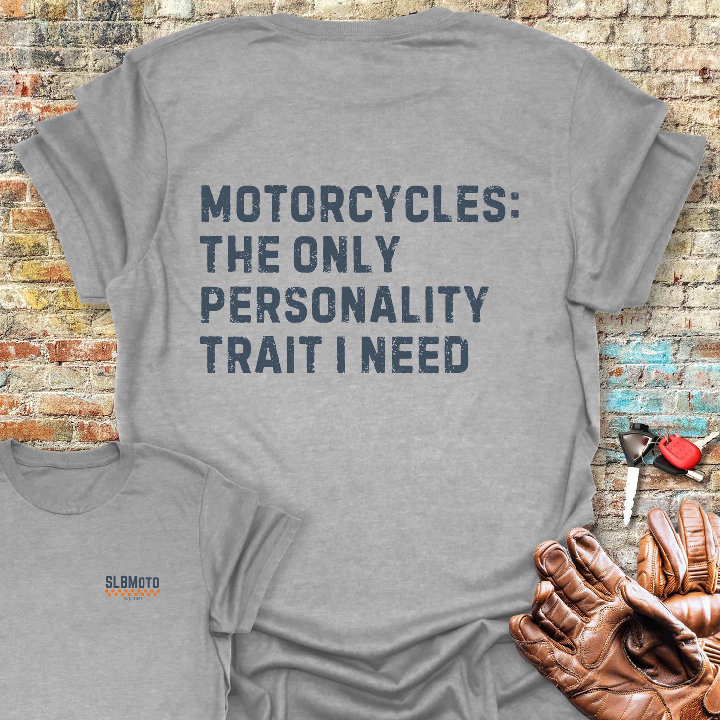 Personality Trait (Text) Back Print T-Shirt - Sport Grey