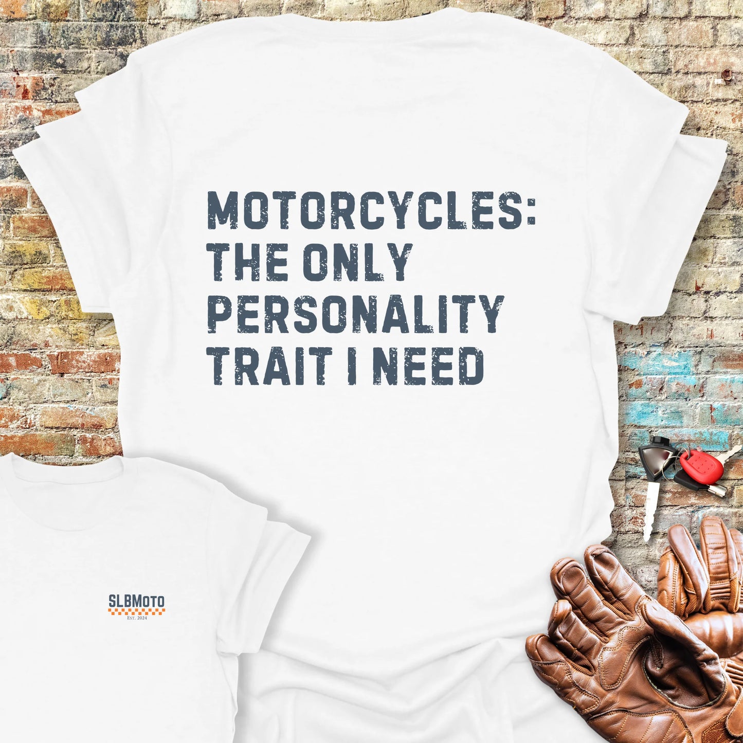 Personality Trait (Text) Back Print T-Shirt - White