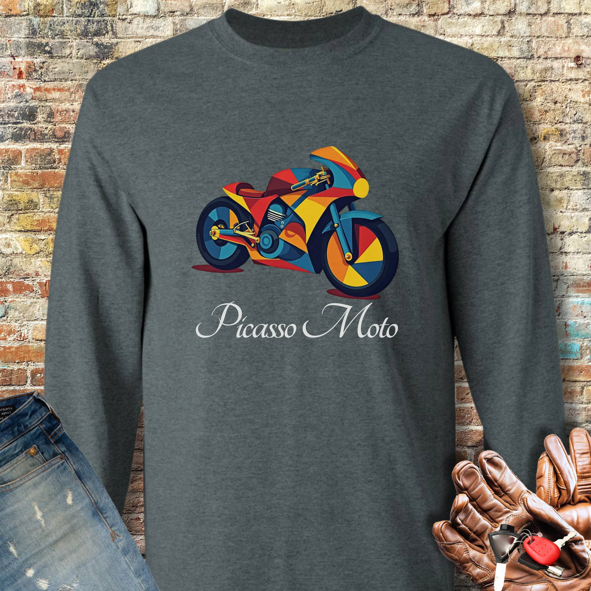 Picasso Moto Long Sleeve T-Shirt - Dark Heather