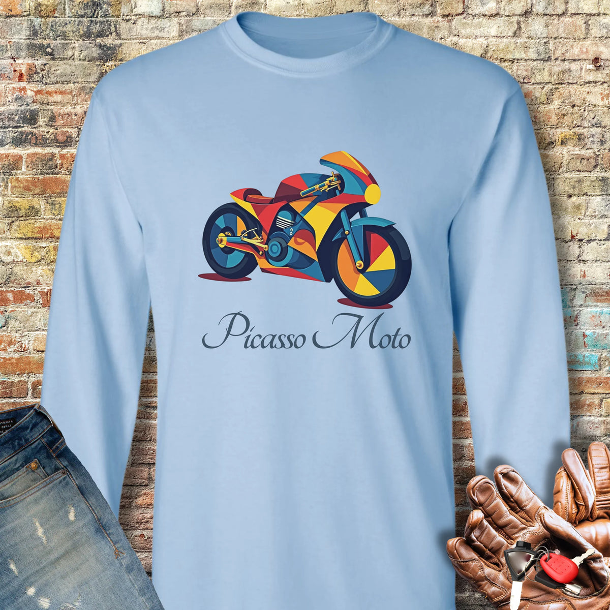 Picasso Moto Long Sleeve T-Shirt - Light Blue